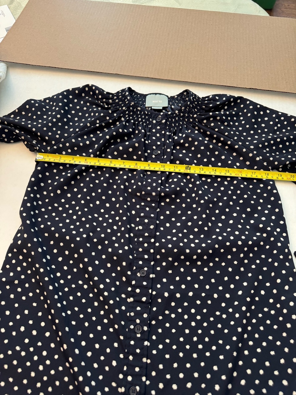 Maeve by Anthropologie mini dress Polka Dot Tie-Waist Dress XS Long Sleeve - Picture 12 of 14